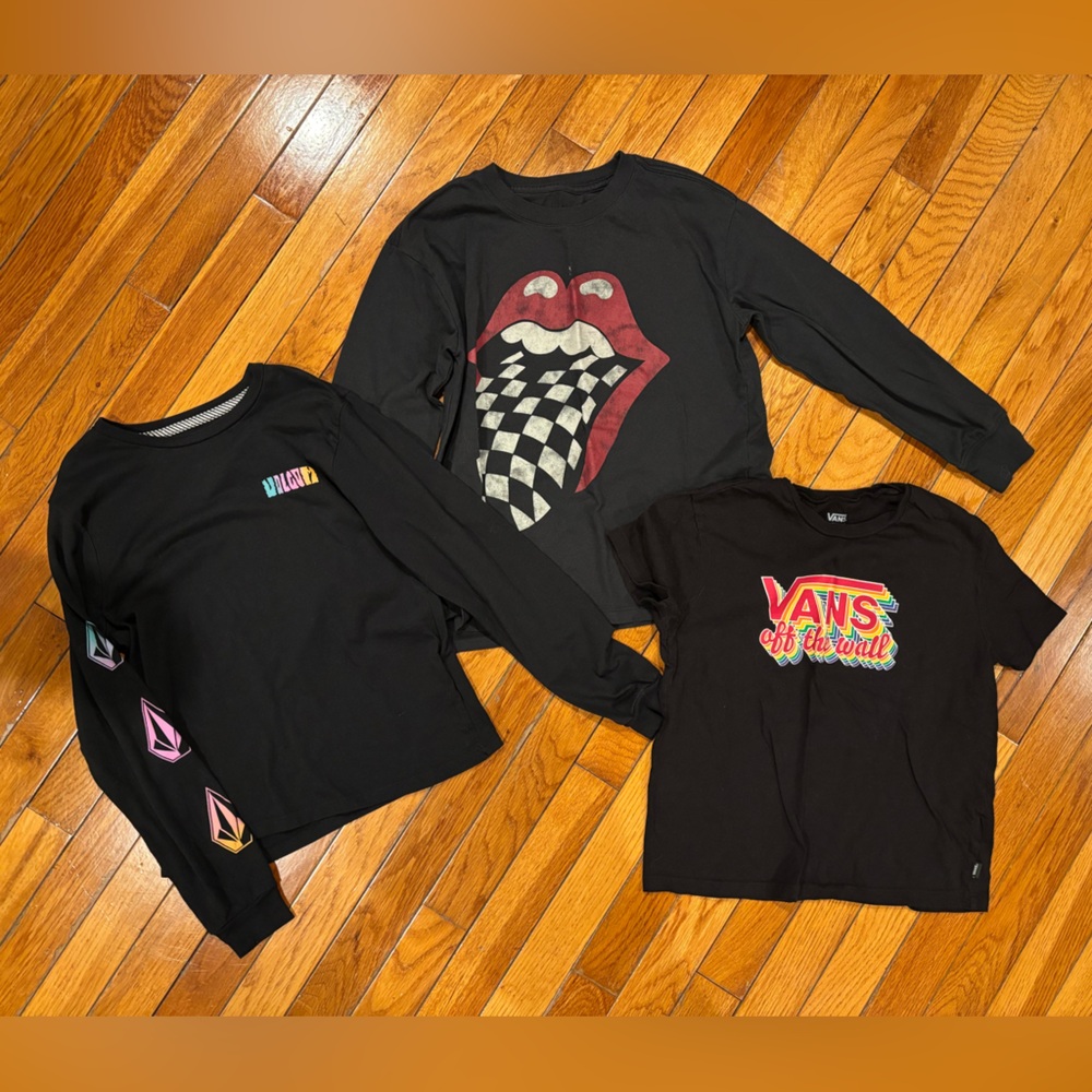 Vans, Volcom, and Gap Black Graphic Tee Bundle